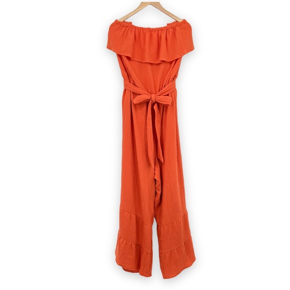 Cato Pants & Jumpsuits Cato Orange Tiered Ruffle Wide Leg Belted 0